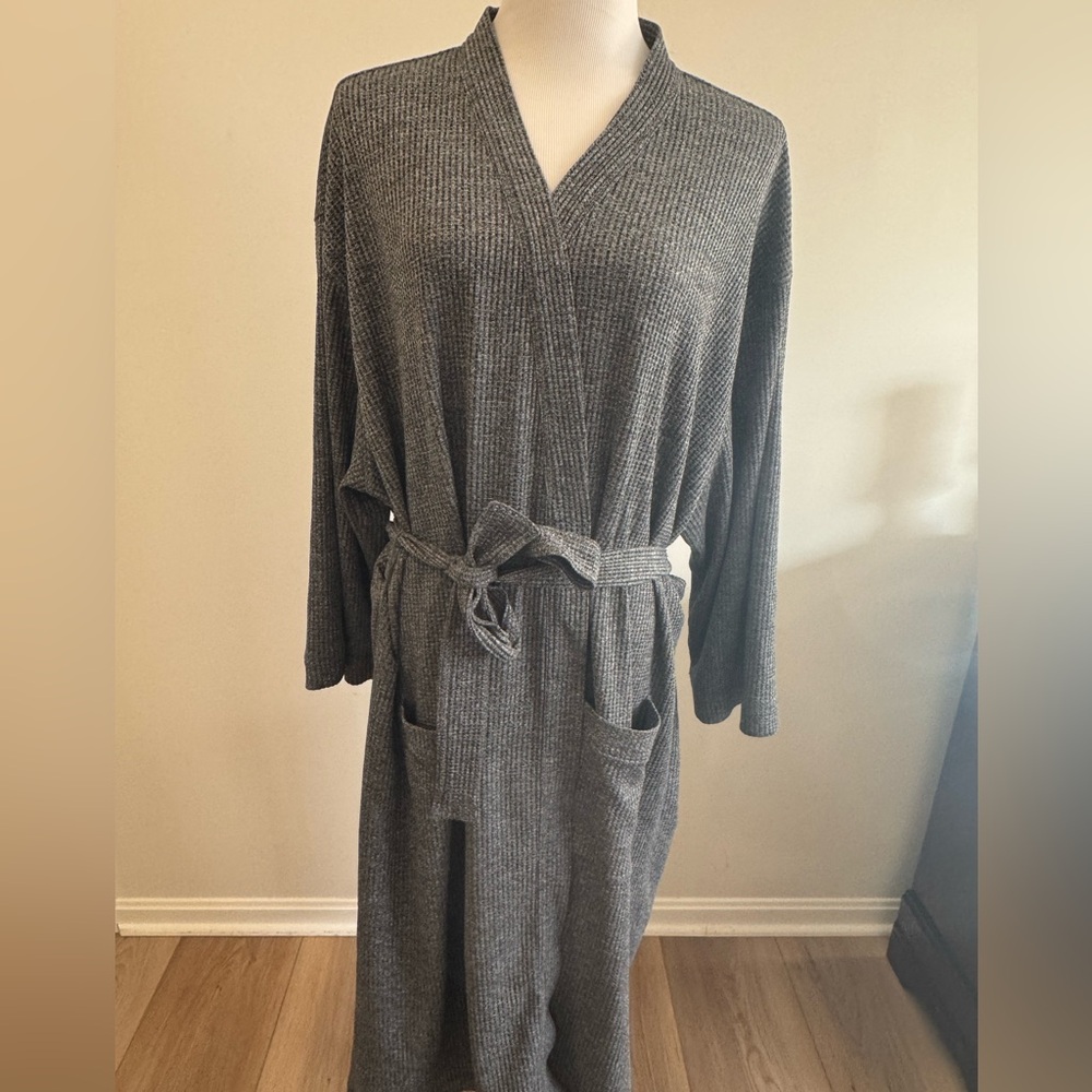 Knix Charcoal Textured Waffle Robe - Plus Size